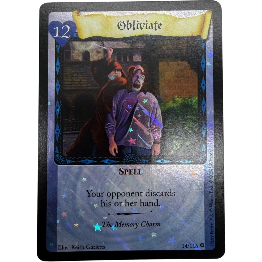 Harry Potter TCG Obliviate 14/116 Rare Holofoil Base Set 2001 Wizards Card EX